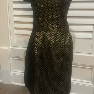 French Connection Gold and Black  Sheath Cocktail Dress